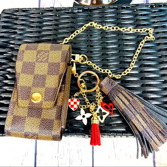 Louis Vuitton Accessories - Louis Vuitton key fob holder pouch keychain in Damier Ebene with bag charm